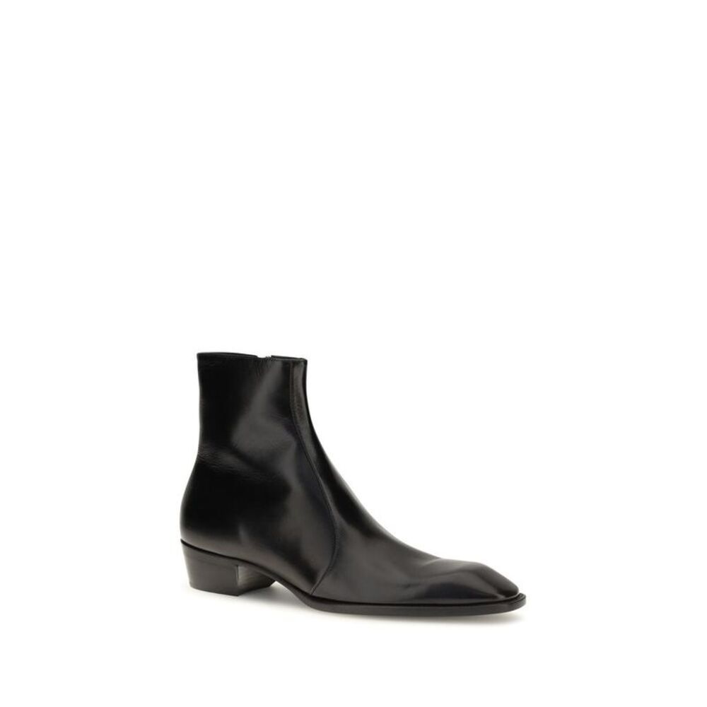 Saint Laurent Black Calf Leather Bos Taurus Ankle Men's Boots - Picture 2 of 3